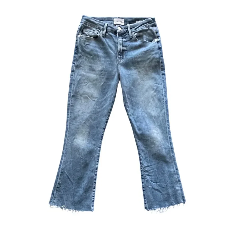 FRAME Le Crop Mini Bootcut Jeans w/ Raw Hem - Cairo Wash – Size 28 - Picture 2 of 10